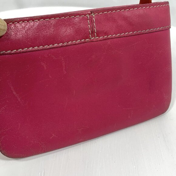 KATE SPADE Barbie Pink Key Chain Card Holder Zip Top Leather Bill & Coin Wallet - Picture 5 of 9